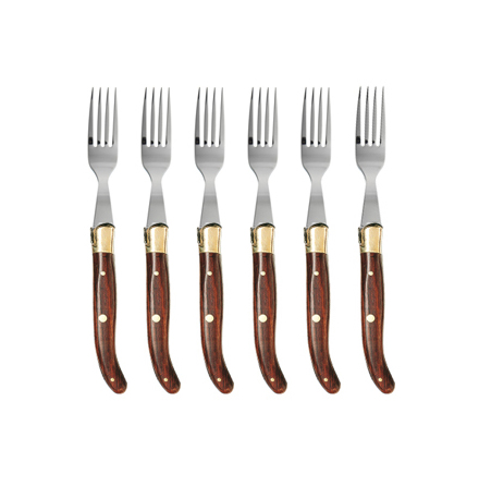 Gaffel, rosenträ, 6 st, Claude Dozorme Laguiole Gaffel, rosenträ, 6 st, Claude Dozorme Laguiole