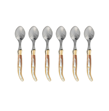 Sked, ljus horn, 6 skedar, Claude Dozorme Laguiole Sked, ljus horn, 6 skedar, Claude Dozorme Laguiole