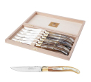 Stekkniv, ljus horn, 6 st, Claude Dozorme Laguiole